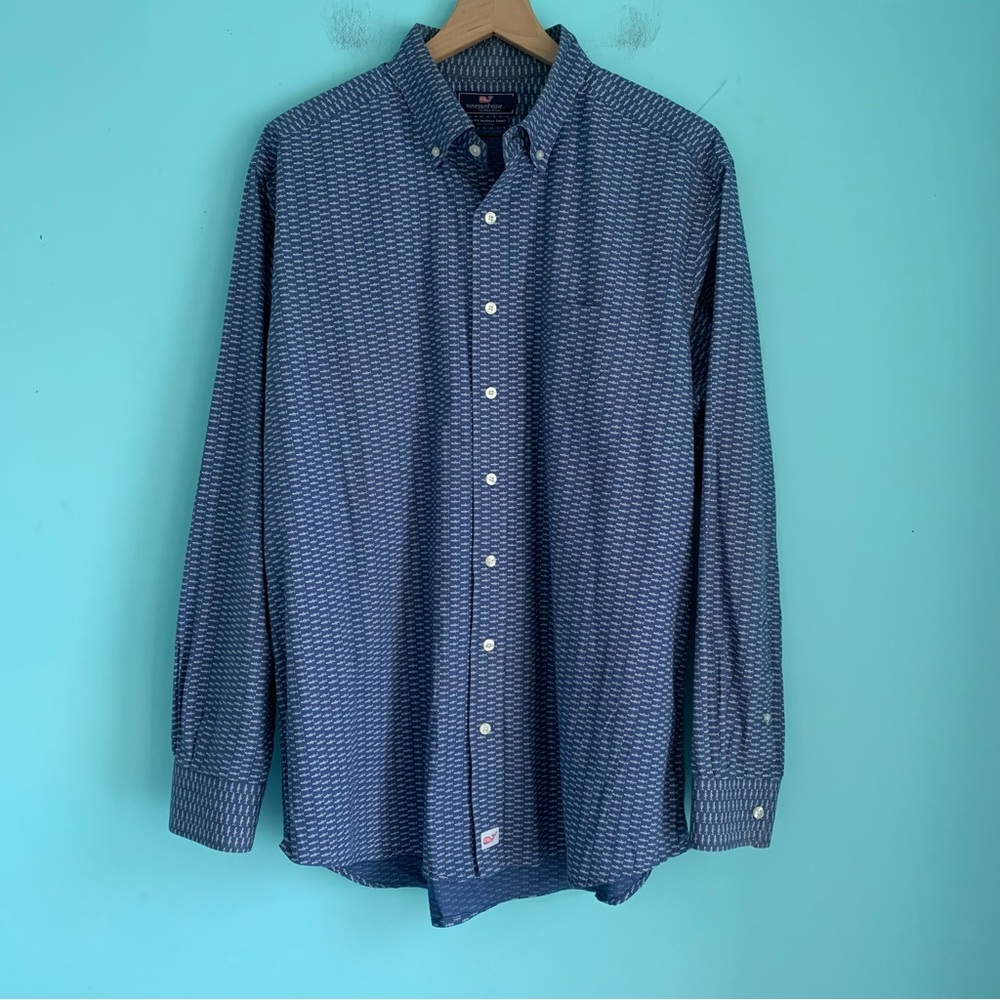 Vineyard Vines Mens Murray Skeleton Fish Slim Fit Long Sleeve Shirt XL Preppy